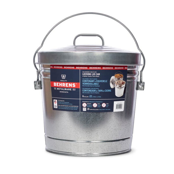 BEHRENS Galvanized Steel Locking Lid Storage Can, 6-Gallon