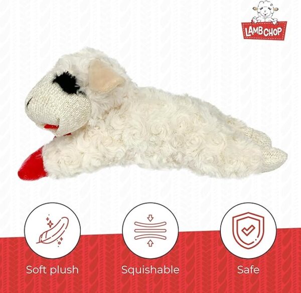 Multipet Lamb Chop Dog Plush Toy - Squeaky Dog Toy for Small & Medium Dogs - Extra Soft Plush Dog Toy - Stuffed Animal Dog Toy for Cuddling & Playing - Cute Pet Toy (10", Cream, 5 Squeakers) - Image 4