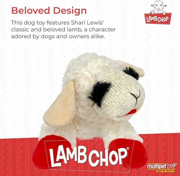 Multipet Lamb Chop Dog Plush Toy - Squeaky Dog Toy for Small & Medium Dogs - Extra Soft Plush Dog Toy - Stuffed Animal Dog Toy for Cuddling & Playing - Cute Pet Toy (10", Cream, 5 Squeakers) - Image 2